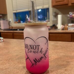 Pink Ombre Glass Tumbler with Straw